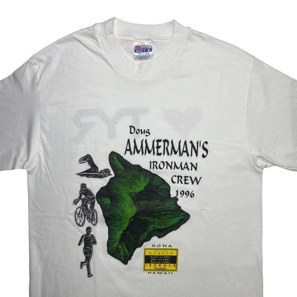 Vintage 90s 1996 Hawaii Ironman crew Hawaiian race shirt MEDIUM